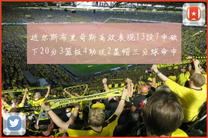 迈尔斯布里奇斯高效表现13投7中砍下20分3篮板4助攻2盖帽三分球命中率出色